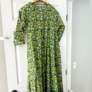 Roller Rabbit Green Zana Button-Down Maxi Dress